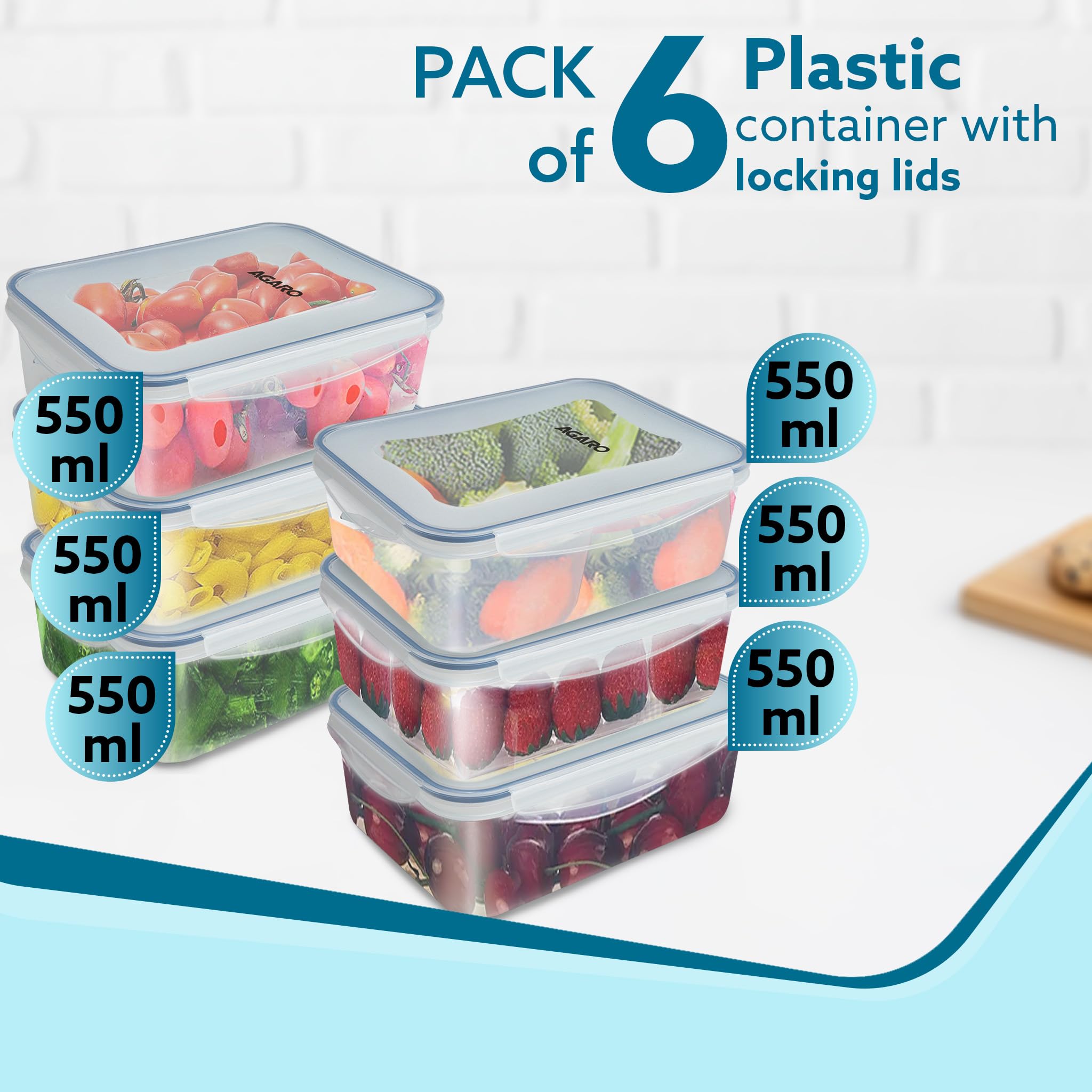 AGARO Airtight Container, Food Storage Container With Lid, Multipurpose Kitchen Container, Rectangular Plastic Body, BPA Free, L